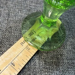 VINTAGE HAZEL ATLAS GREEN URANIUM GLASS GOBLET COLONIAL BLOCK Glows Stemmed Wine