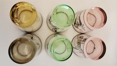 6 MID CENTURY MODERN HIGHBALL OLD FASHION DRINK SILVER GLASSES ABSTRACT ANIMALS