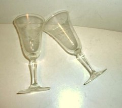 Set of 2 Crystal Frosted Wheat Etched 4 oz Sherry Flutes 5″H