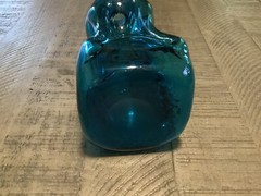 Vintage Danish Teal Blue Glass Kluk Kluk Bottle Decanter Holmegaard MCM 9 Inches