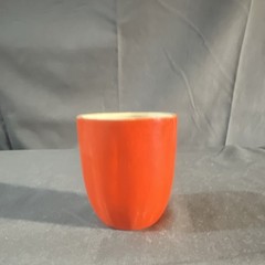 Orange Ceramic Tumbler Cup Green Leaf Accent Made in Japan Printed Backstamp