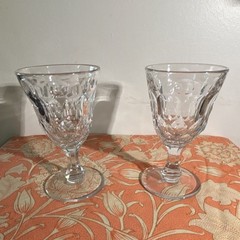 Clear Glass Goblet Set of 2 Round Glossy Stemware