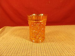 Imperial Crystal Lustre Rose Marigold Carnival Glass Tumbler 4 1/4″