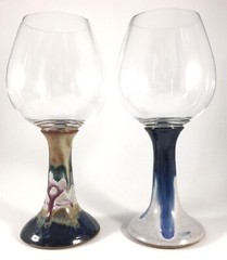 Studio Pottery & Glass Goblets Schwarzwalter Rolled Oats 24oz Lot o 2 Solvang CA