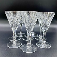 VINTAGE CUT GLASS OR CRYSTAL VODKA GOBLET CONUS SHAPE SET 8 STEMWARE DRINKWARE