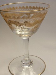 ST LOUIS CRYSTAL STL22 Early Gold Rim Wine Claret Cocktail Glass Scroll