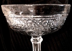 Pressed Pattern Glass Compote UNK Daisy Button Cane Diamond Pattern VTG Stemware