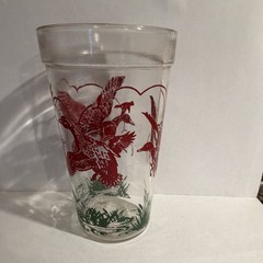 Tumbler Glass 300 ml Clear Red Green Flying Ducks Bird Theme Glossy 6 in L-G 6