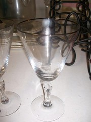 Set of 2 Crystal Fostoria water Goblets Glasses Engagement rimmed Platinum
