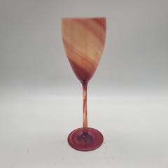 Signed 1985 Steven Maslach Burgundy Earth Tone Swirl Pattern Marble Art Glass