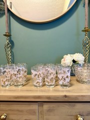 Vintage Libbey Gold Floral Glassware Set Tea Party Bridgerton