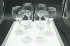 – ONE – Lenox Swan Lake Water Wine Goblet Glasses Frosted Stems 7 5/8″