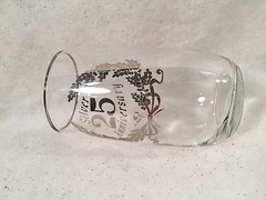 West Virginia Glass Co. 25th Silver Anniversary Pitcher & 6 Tumbler Glass Set