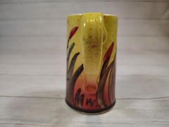 Linden Hills Pottery, Signed MK, Hand Painted, Coffee/Tea, Mug Cup, Floral Art
