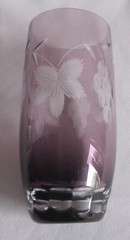 Longdrink Highball Glass Tumbler Crystal Amethyst Cut to Clear Grapes 5 7/8″