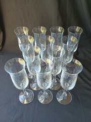 NIB Towle Full Lead Crystal HALIFAX Fluted Champagne Glasses 9″ Set of 4 #25423