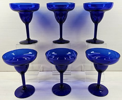 6) Pier 1 Cobalt Blue Margarita Glasses Set Cocktail Drinking Stemware Party Lot