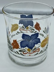 Set of 6 Libbey Floral Bouquet 3-1/2″ Tumblers 10 oz Blue Orange Yellow