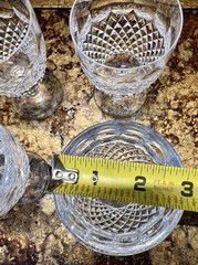 Galway O’MALLEY Clear Cut Crystal 5″ RED WINE GLASSES Cross Hatch Dots SET OF 4
