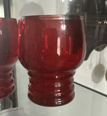 2 Ruby Red Imperial Glass Shaeffer 2.5″ Shot Glasses 1930’s Art Deco