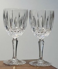 Set Of 2 Vintage Mikasa Crystal Old Dublin Pattern Wine Goblets Discontinued 7”H