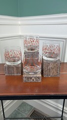 Vintage Libbey Cattails and Foliage Lowball Scotch Glasses.