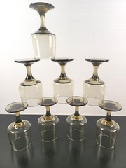 8 Libbey Tawny Accent Wine Glass Set Vintage Smoke Brown Retro Bar Stemware Lot