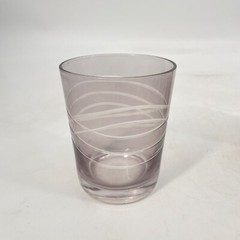 Lot of 6 Pier 1 Old Fashion Lowball Cocktail Glasses Etched smokey grey stemless