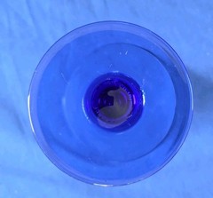COBALT BLUE STEMMED 5 1/4″ MARTINI GLASS SAFETY RIM UNKNOWN MFR EXCELLENT