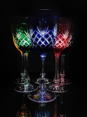 Faberge Odessa Crystal Colored Tall Wine Glasses without case