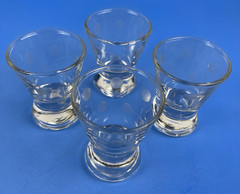Vintage Mid Century Shot Glasses Barware Etched Dots 3″ Set of 4 1950’s USA