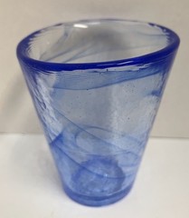 Kosta Boda Ulrica Hydman Vallien Cobalt Blue Hand Blown Glass Tumbler.