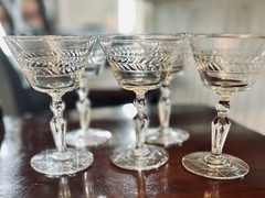 Libbey Rock Sharpe Jefferson 3006 5-1/2″ Champagne Tall Sherbet glasses set of 5