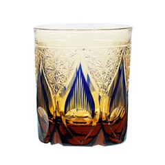 9oz/250ml Green and Blue Japan Style Kiriko Set Crystal Whiskey Glasses Tumbler