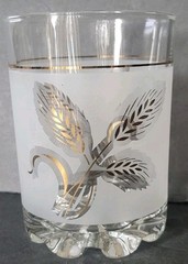 Covetro Italian Frosted Gold Wheat Personal Ice Bucket Glass Glass Gold Trim 6″
