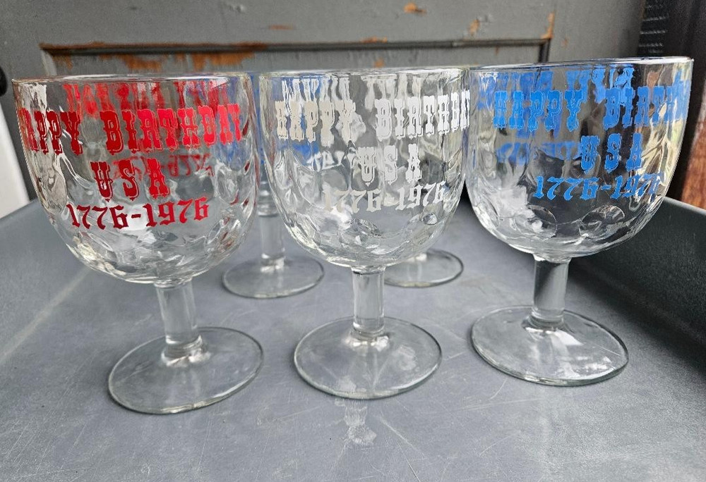 VTG Bicentennial Goblet – Happy Birthday USA 1776-1976 – Bartlett Collins