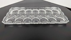 Vintage crystal rectangular underplate dot and crescent pattern scalloped edge