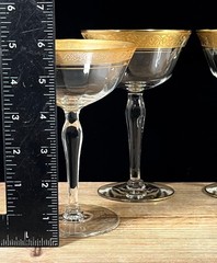 Vintage Champagne Coupe Optic Gold RimSherbet Cocktail Glasses Martini Set 4 MCM