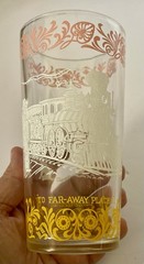 VTG Hazel Atlas Glass Tumbler “Americana” “To Far-Away Places» Nostalgia Theme
