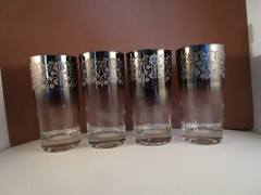 Vintage Royal Lustre Silver Madeira Set of 4 Drinking Tumblers Glasses G