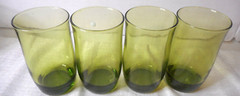 Libbey Green Clear Glass 6 Oz Juice Drink Tumbler Set 4 1960s Glassware Barware