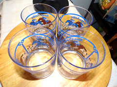 Lot of 4 Santa Anita Park Horse Racing Rocks Glass 4″ Arcadia, California