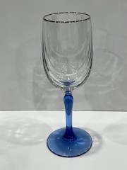 Lenox Cobalt Blue Stem Wine Glasses Goblets 8” Swag Drape Gold Rim 8 oz set of 4