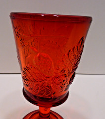 L.G. Wright Ruby Red Glass Strawberry & Currant 1) Goblet 1) Wine Glass Fenton