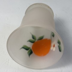 Vintage Milk Glass Tumbler Hand Painted Orange Fruit Juice Glass 3″ Tall
