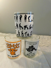 Retro 1970 Kamasutra Drinking Glasses SEXY Barware Novelty Naughty Set of 3
