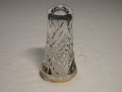 Cristal D’Arques Masquerade Gold Crystal Shaker Gold Trim 3.5″T ca 1997-2017