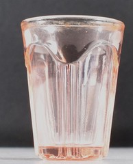 Vintage Pink Hocking Depression Glass Colonial Knife & Fork Whiskey Shot Glass