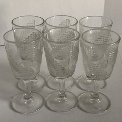Ripley Greek Clear Antique EAPG Glasses Diagonal Band Fan 2 Oz 1980’s Set of 6