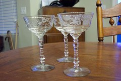 Rock Sharpe Clear Wheel Cut Halifax Tall Champagne 3005 Stem Cut Flower 1940’s